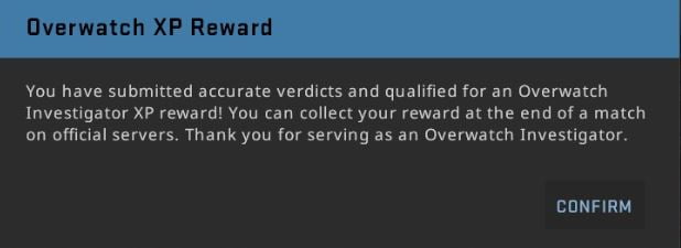 CSGO Overwatch XP Reward